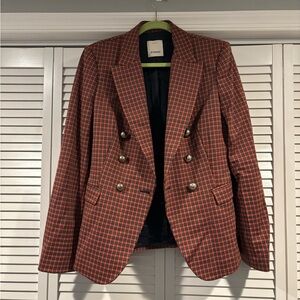 Pinko pink and navy plaid Blazer
